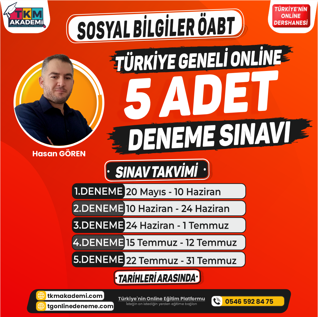 2024 Sosyal Bilgiler ÖABT Türkiye Geneli Online 5 Adet Deneme Sınavı