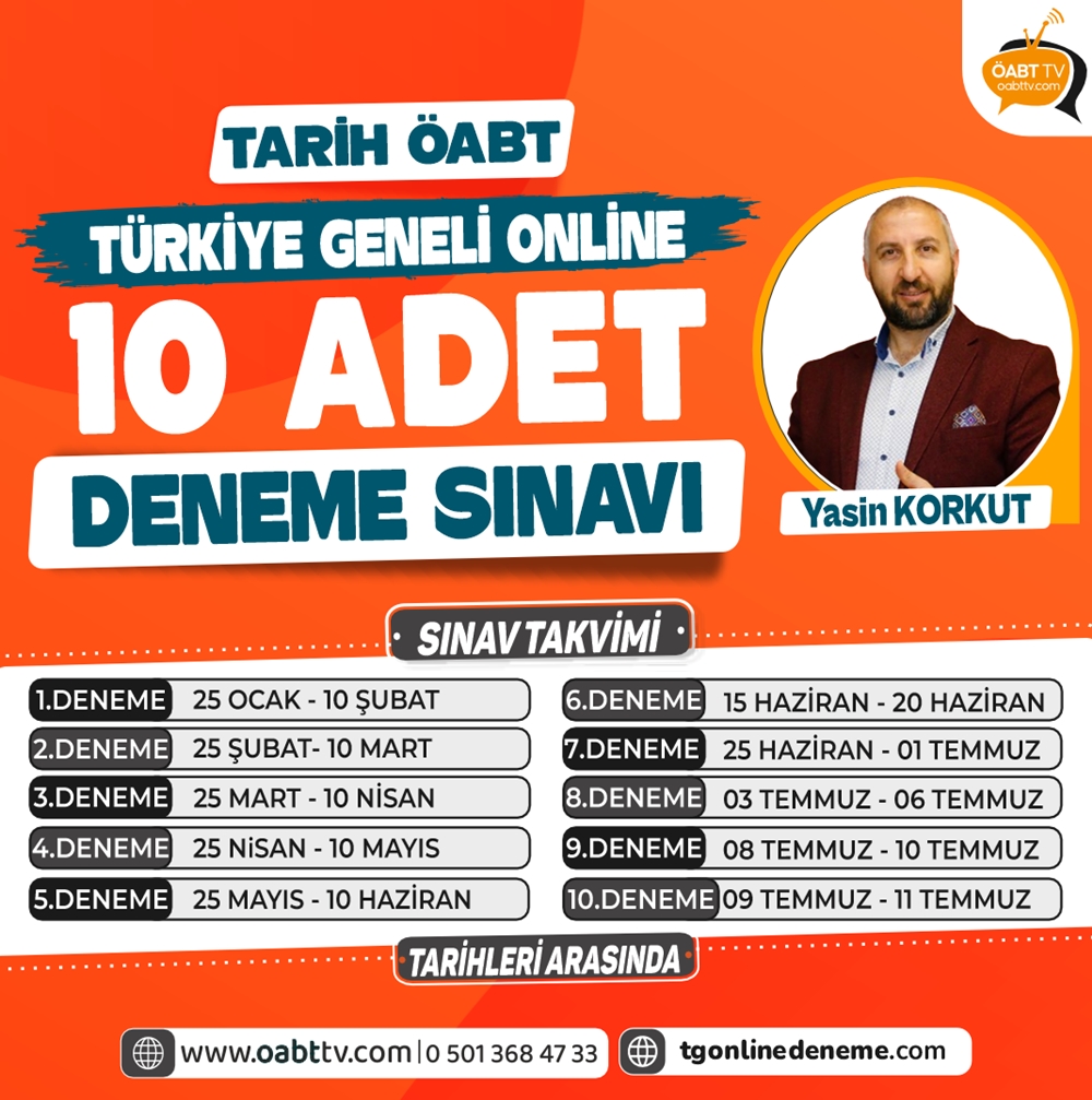 2025 Tarih ÖABT 10 Deneme Sınavı - Öabt Tv