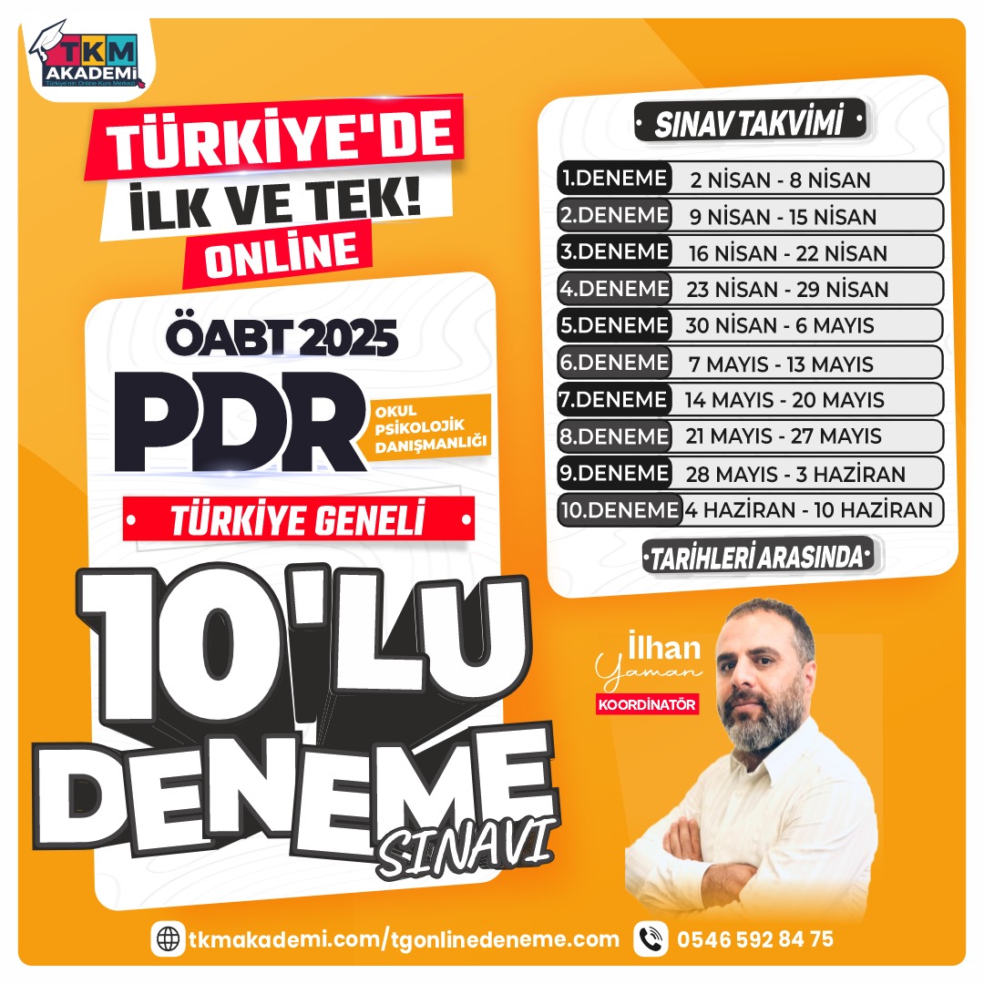 2025 PDR ÖABT Türkiye Geneli 10 Adet Deneme Sınavı