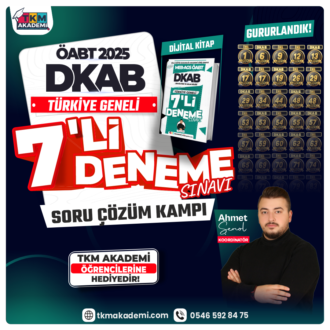 2025 DKAB ÖABT Türkiye Geneli 7 Deneme Sınavı - TKM Akademi