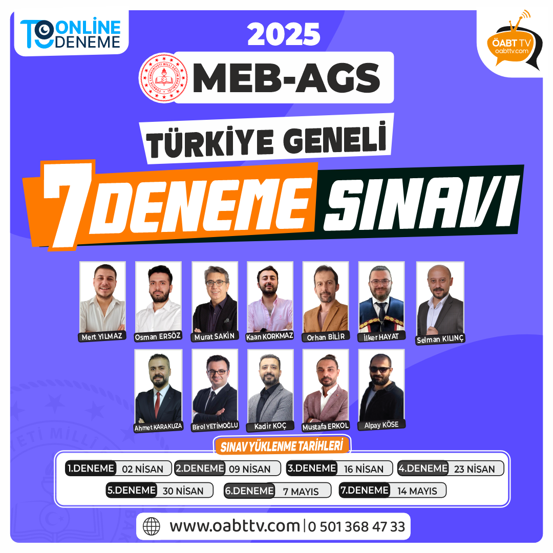 2025 MEB-AGS Türkiye Geneli 7 Deneme Sınavı - Öabt Tv